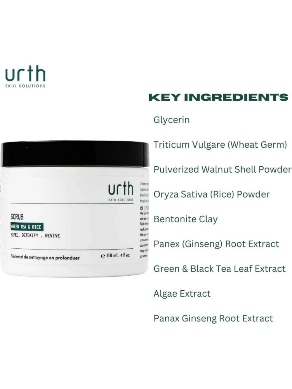 Men's Exfoliating Face Scrub with Green Tea & Rice, Deep Cleansing, Smooths Skin